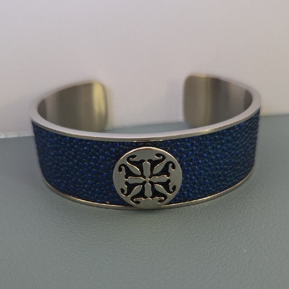 Rustic Cuff Blue and Silver Women's Bracelet